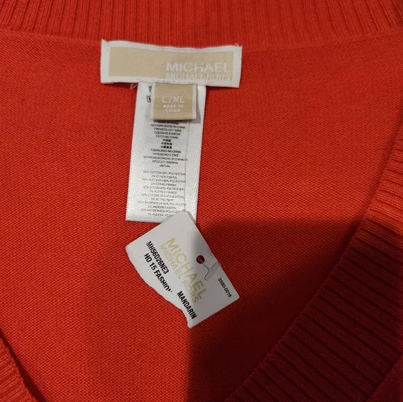 Michael Kors Women's Orange V-Neck Sweater with Belt. Size L/XL.NWT - Picture 5 of 7